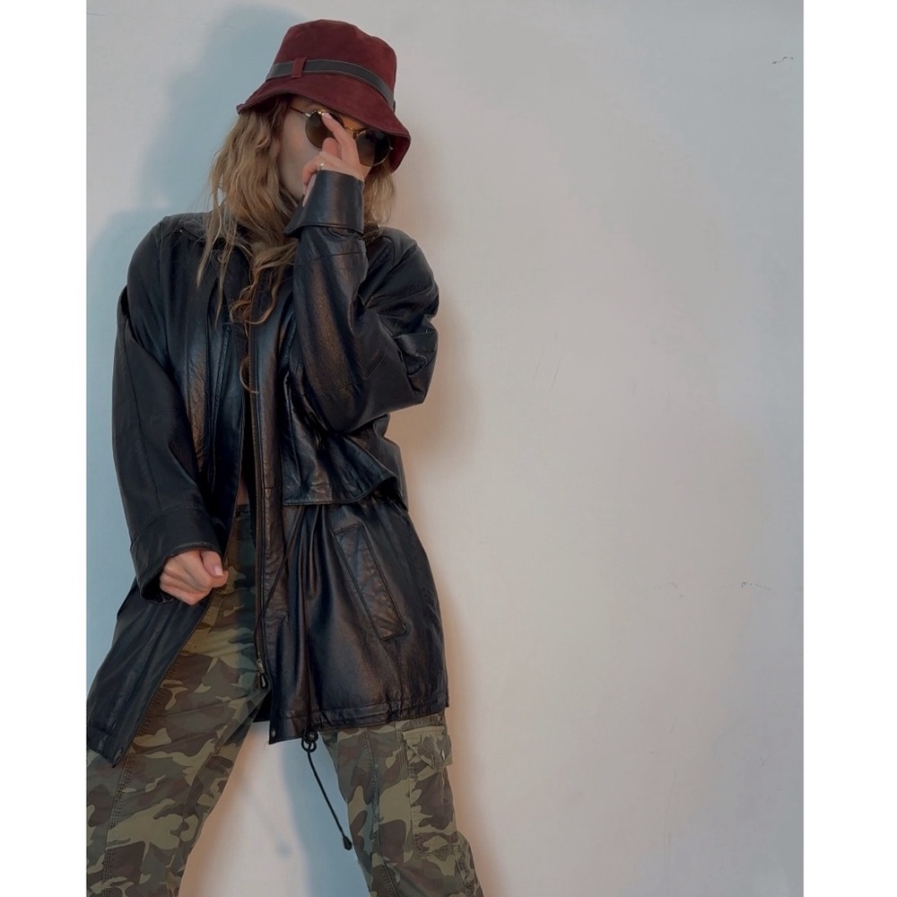 Vintage Learsi Black Leather Parka – Tagged Small (Fits Women’s M/L) - Picture 1 of 14